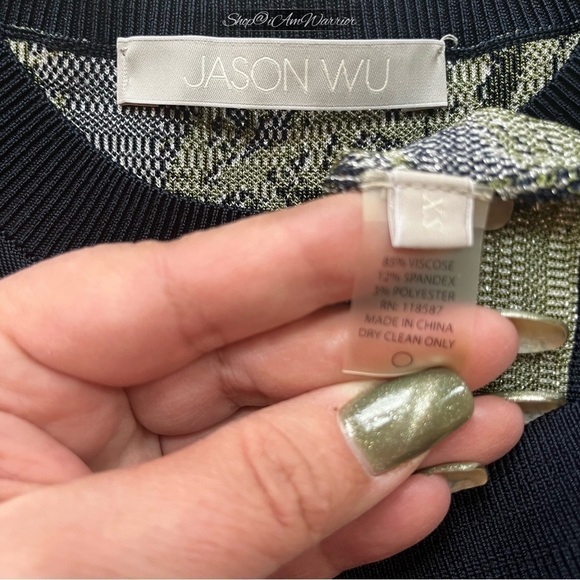 Jason Wu abstract crewneck pullover in navy, basil & chalk *shop@iamwarrior - Picture 14 of 15